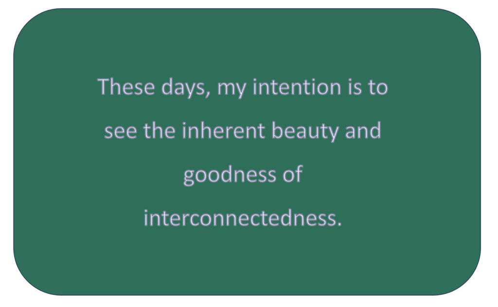 These days, my intention is to see the inherent beauty and goodness of interconnectedness.